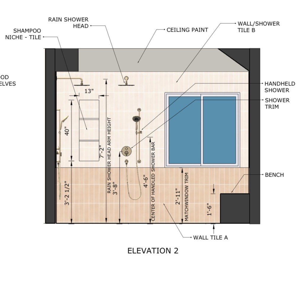 3D visualization of primary bathroom — top-down interior elevation