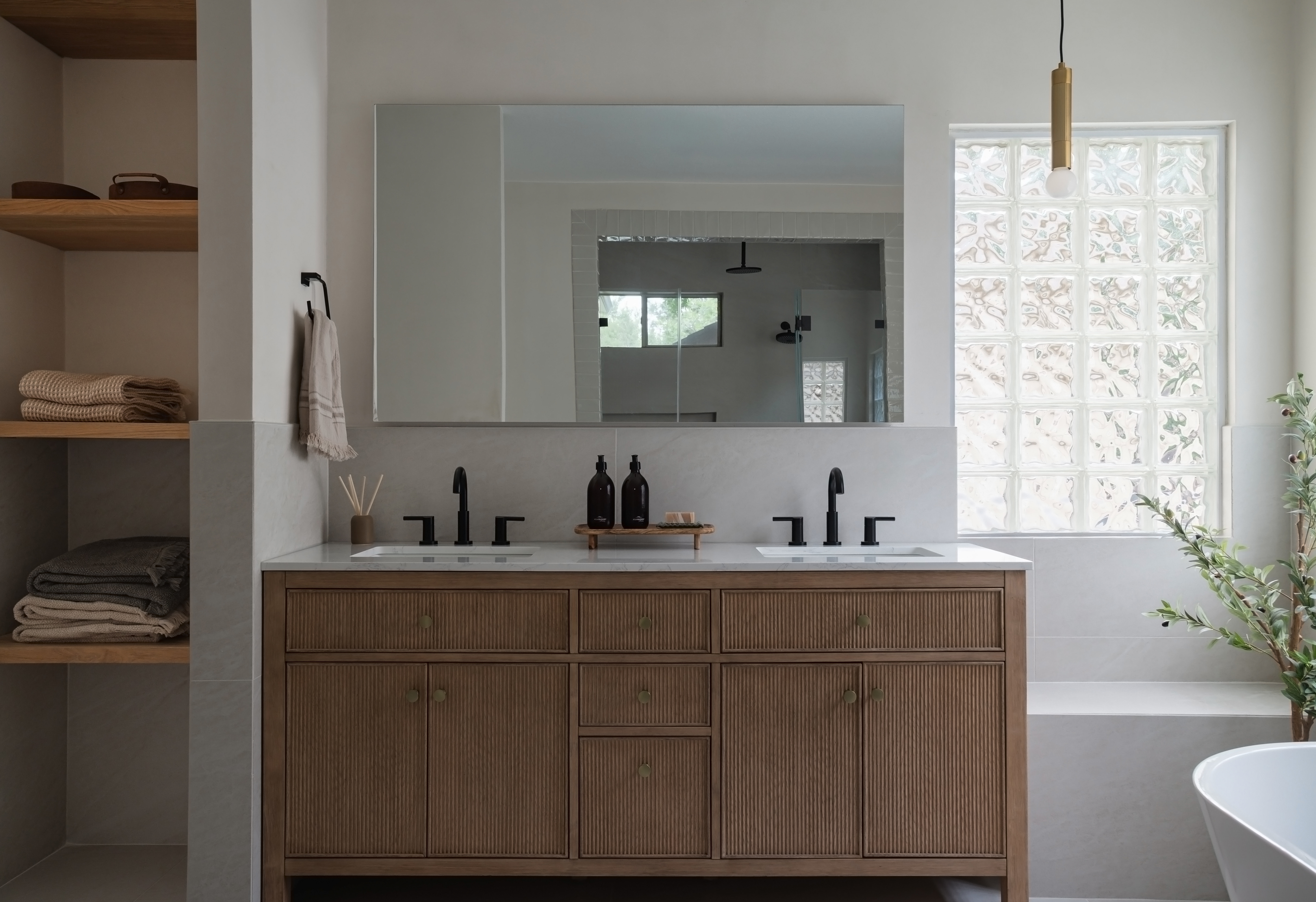 Double fluted vanity after the remodel