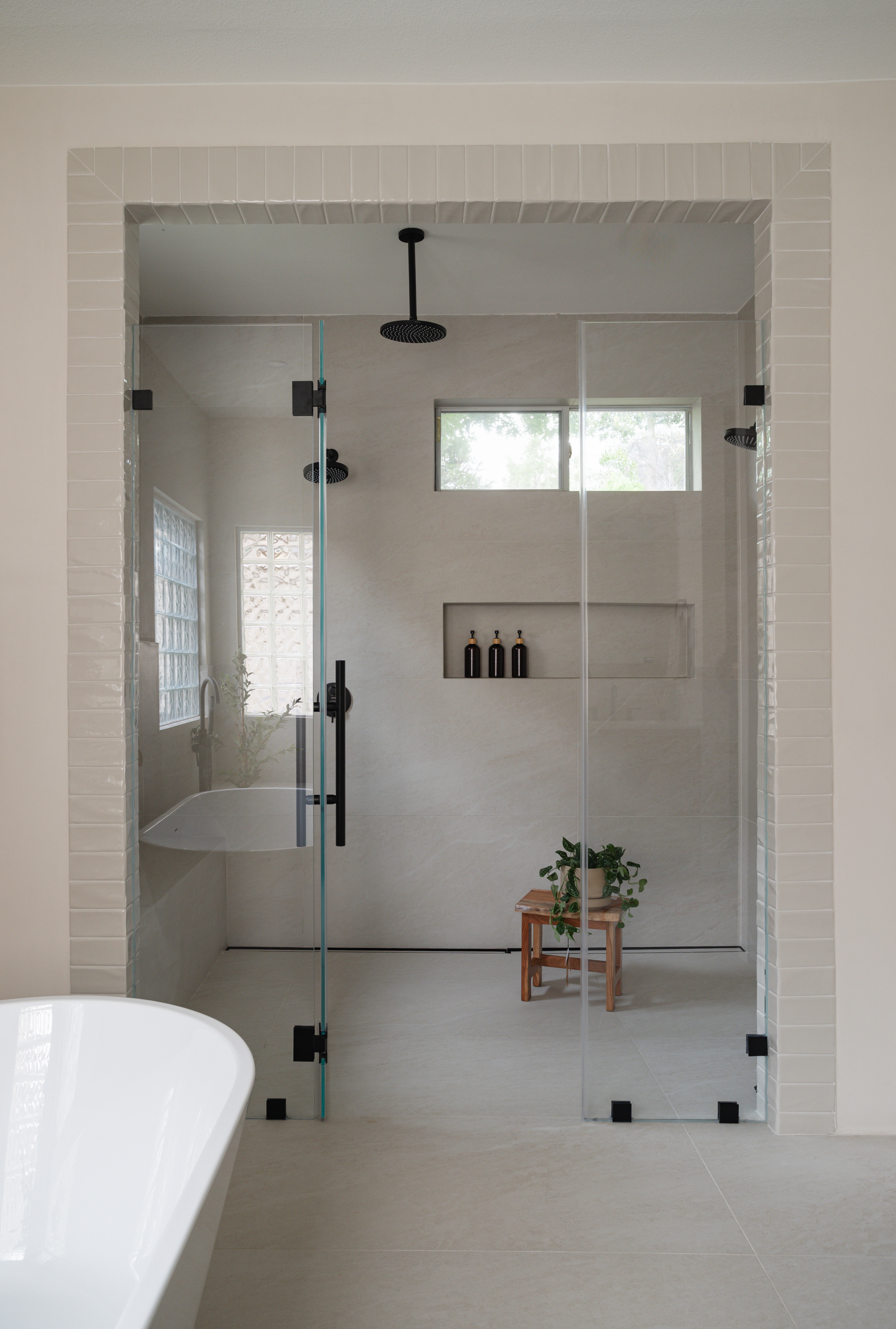 Walk-in wet room after the remodel